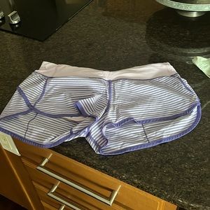 lululemon purple striped shorts
